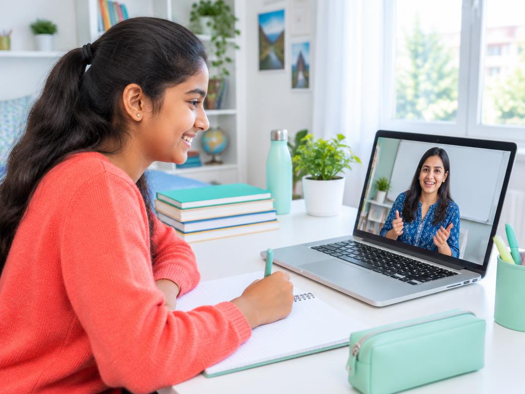 Student attending an online lesson